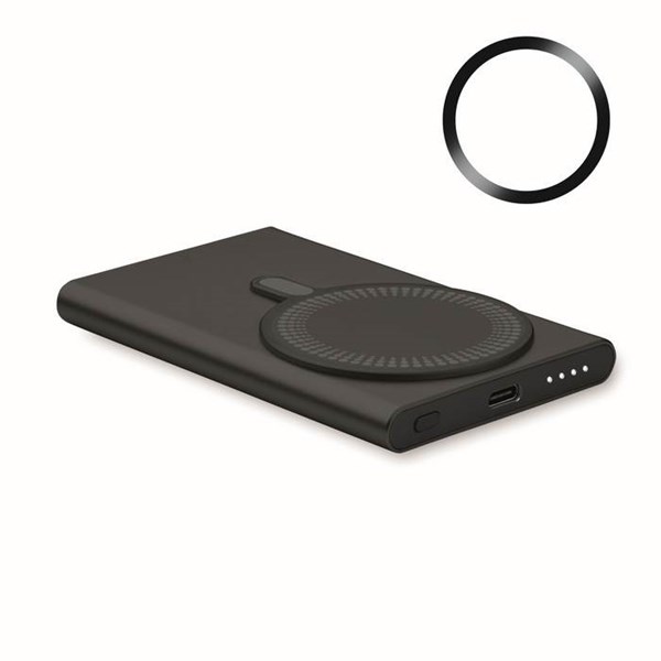 Obrázky: Powerbanka 5000 mAh s bezdrát.magnet.nabíj., černá