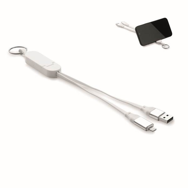 Obrázky: Přívěsek na klíče/stojan a nabíj. kabel 60W, bílý