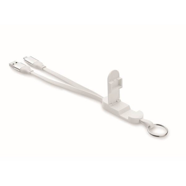 Obrázky: Přívěsek na klíče/stojan a nabíj. kabel 60W, bílý, Obrázek 2