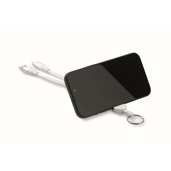 Obrázky: Přívěsek na klíče/stojan a nabíj. kabel 60W, bílý, Obrázek 3