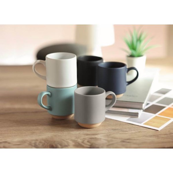 Obrázky: Keramický stohovatelný hrnek s uchem 170ml, šedý, Obrázek 5