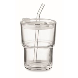 Obrázky: Sklenice 400 ml s víčkem a skleněným brčkem