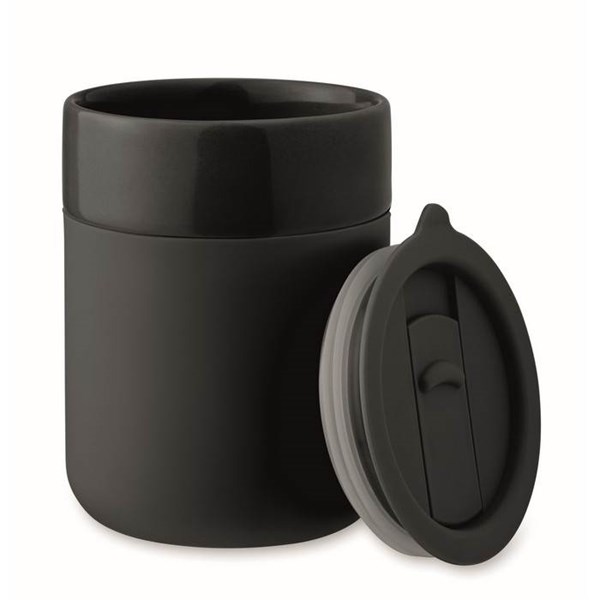Obrázky: Keram. pohárek 330 ml s odním. návlek, černá, Obrázek 2