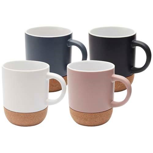 Obrázky: Matný keram. hrnek 300 ml s korkem, bílá, Obrázek 4