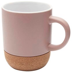Obrázky: Matný keram. hrnek 300 ml s korkem, růžová
