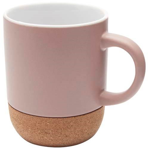 Obrázky: Matný keram. hrnek 300 ml s korkem, růžová