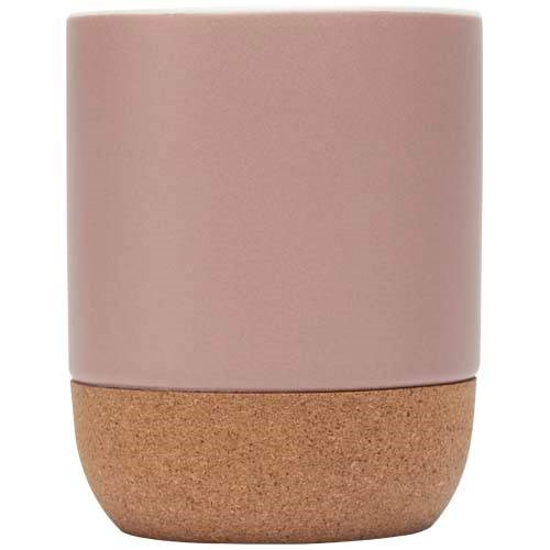 Obrázky: Matný keram. hrnek 300 ml s korkem, růžová, Obrázek 3