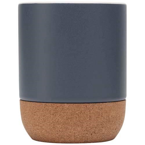 Obrázky: Matný keram. hrnek 300 ml s korkem, tm. modrá, Obrázek 3