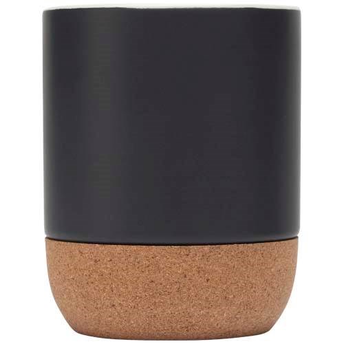 Obrázky: Matný keram. hrnek 300 ml s korkem, černá, Obrázek 3