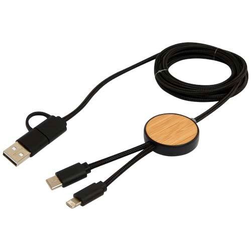 Obrázky: Černý rychlonabíjecí 27W kabel 5v1, 150 cm, bambus, Obrázek 3