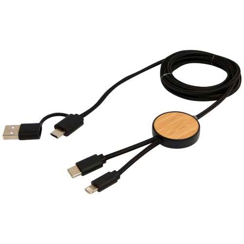 Obrázky: Černý rychlonabíjecí 27W kabel 5v1, 150 cm, bambus, Obrázek 4