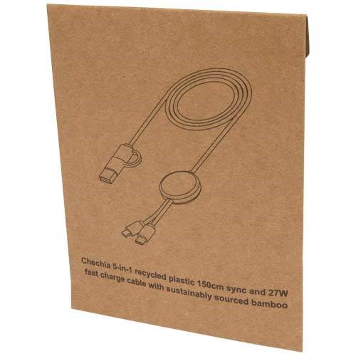 Obrázky: Černý rychlonabíjecí 27W kabel 5v1, 150 cm, bambus, Obrázek 9