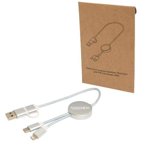 Obrázky: Stříbrný rychlonabíjecí 27W kabel 5v1 30 cm,hliník, Obrázek 6