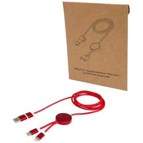 Obrázky: Červený rychlonabíjecí 27W kabel 5v1 150 cm,hliník