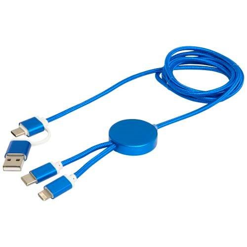 Obrázky: Modrý rychlonabíjecí 27W kabel 5v1, 150 cm, hliník, Obrázek 4