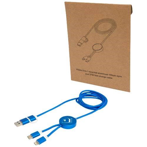 Obrázky: Modrý rychlonabíjecí 27W kabel 5v1, 150 cm, hliník, Obrázek 6