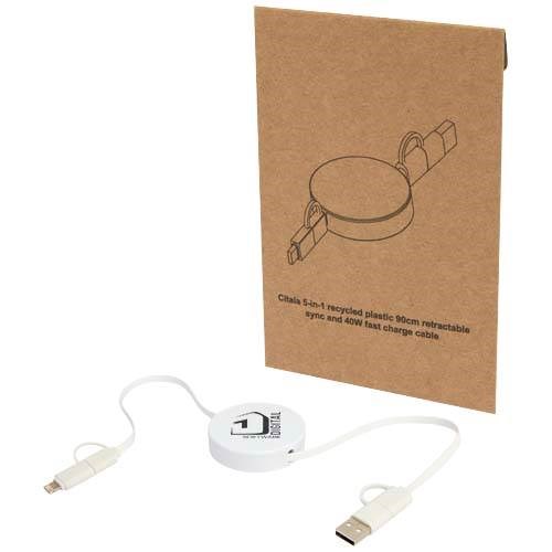 Obrázky: Bílý vysouvací rychlonabíjecí 40W kabel 5v1, 90 cm, Obrázek 8