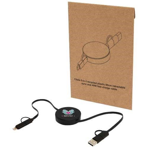 Obrázky: Černý vysouvací rychlonabíjecí 40W kabel 5v1 90 cm, Obrázek 8