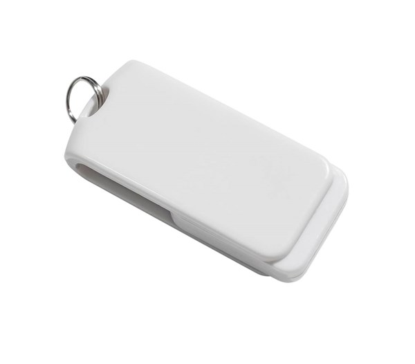 Obrázky: Malý bílý otočný USB flash disk 32GB s kroužkem, Obrázek 3