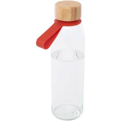 Obrázky: Skleněná láhev na vodu 500ml se silikonovou rukojetí, červená