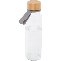 Obrázky: Skleněná láhev na vodu 500ml se silikonovou rukojetí, šedá
