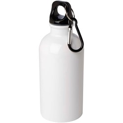 Obrázky: Nerezová láhev 400ml s karabinou, bílá