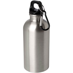 Obrázky: Nerezová láhev 400ml s karabinou, stříbrná