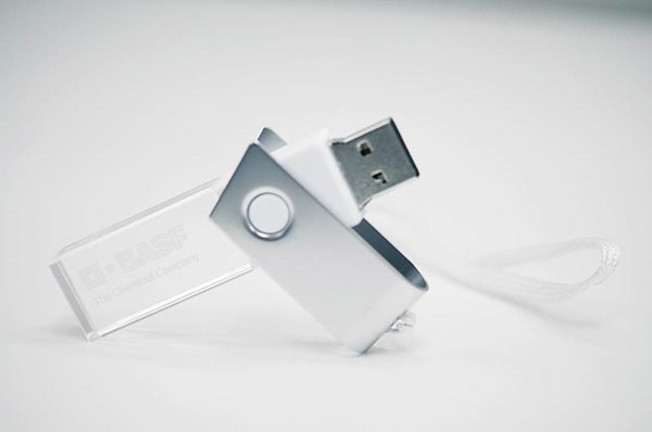 Obrázky: CRYSTAL ROTATE bílý USB flash disk 64GB s LED