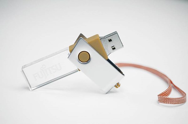 Obrázky: CRYSTAL ROTATE žlutý USB flash disk 64GB s LED
