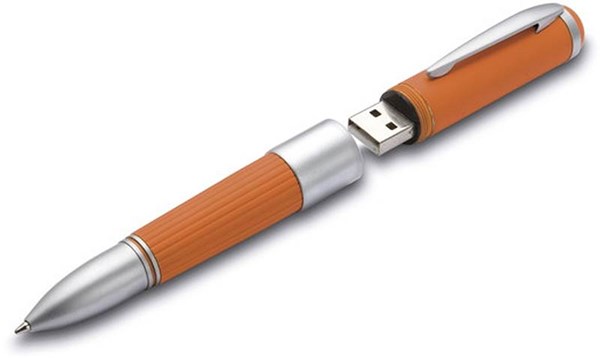 Obrázky: Oranžové kuličkové pero/USB flash disk 64GB 2v1