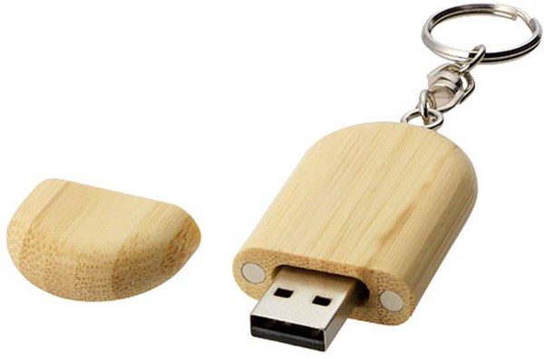 Obrázky: USB flash disk z bambusového dřeva 64GB s klíčenkou