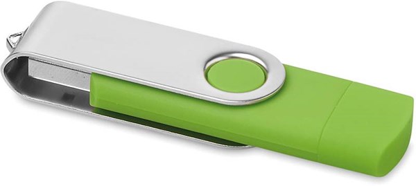 Obrázky: OTG Twister flash disk 1 GB s micro USB,limetkový, Obrázek 2