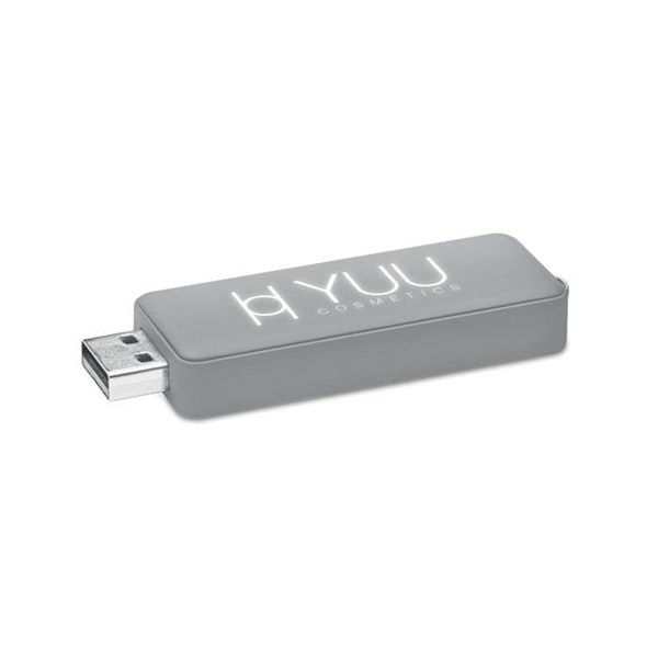 Obrázky: Šedý USB flash disk 64 GB s prosvíceným logem