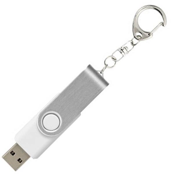 Obrázky: Twister stříbr.-bílý USB flash disk,přívěsek,64GB