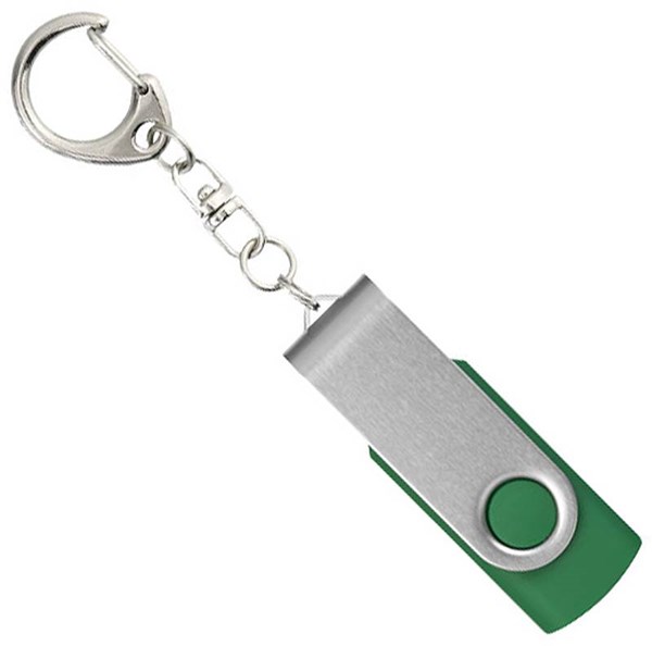 Obrázky: Twister stříb.-zelený USB flash disk,přívěsek,64GB