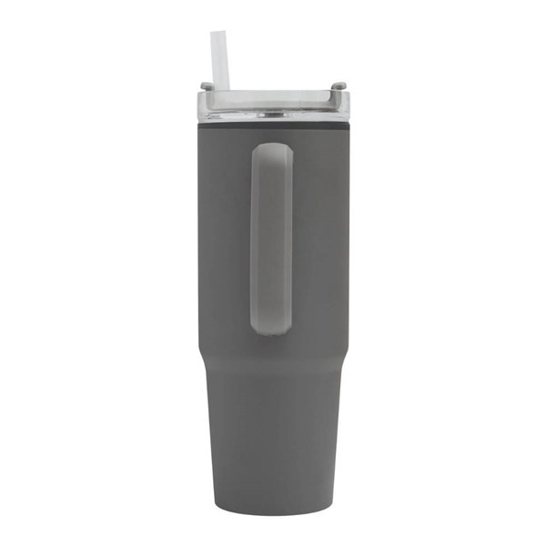Obrázky: Tm. šedý dvoustěnný termohrnek 900ml, brčko a ucho, Obrázek 5