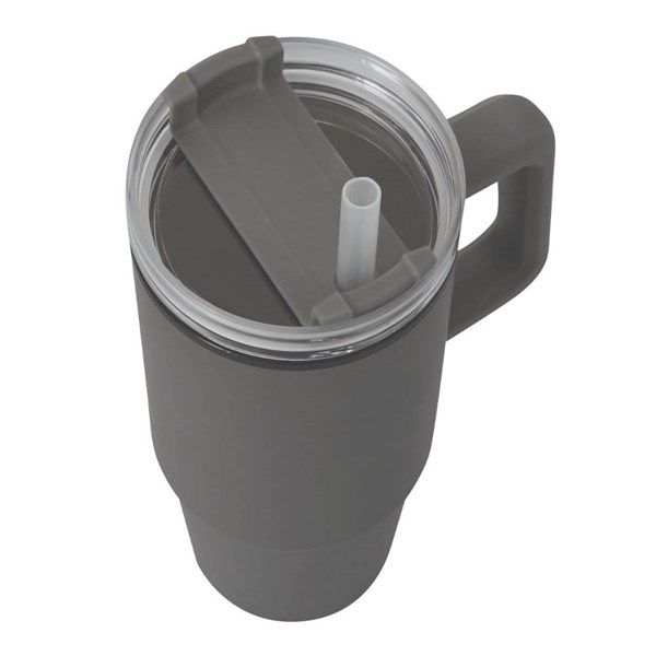 Obrázky: Tm. šedý dvoustěnný termohrnek 900ml, brčko a ucho, Obrázek 6
