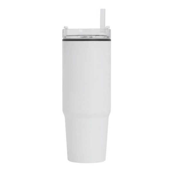 Obrázky: Bílý dvoustěnný termohrnek 900ml, brčko a ucho, Obrázek 4