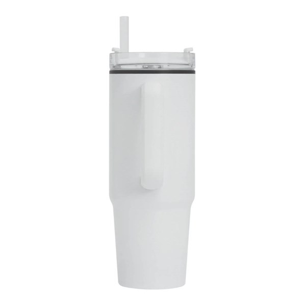 Obrázky: Bílý dvoustěnný termohrnek 900ml, brčko a ucho, Obrázek 5