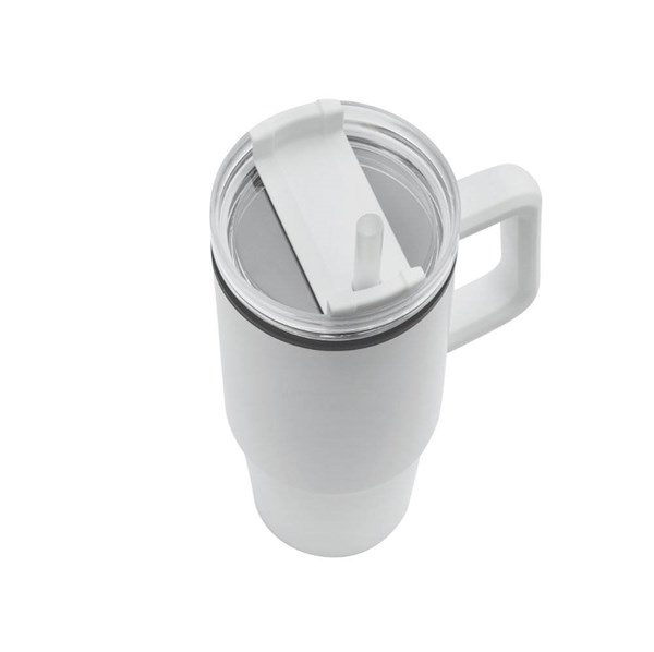 Obrázky: Bílý dvoustěnný termohrnek 900ml, brčko a ucho, Obrázek 6