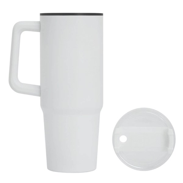 Obrázky: Bílý dvoustěnný termohrnek 900ml, brčko a ucho, Obrázek 7