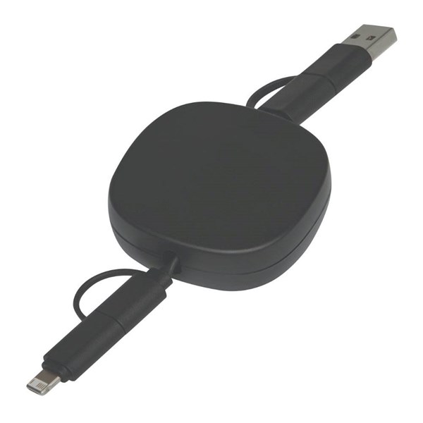 Obrázky: Černý svinovací USB nabíjecí a datový kabel