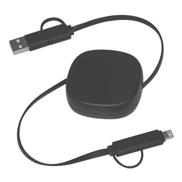 Obrázky: Černý svinovací USB nabíjecí a datový kabel, Obrázek 2