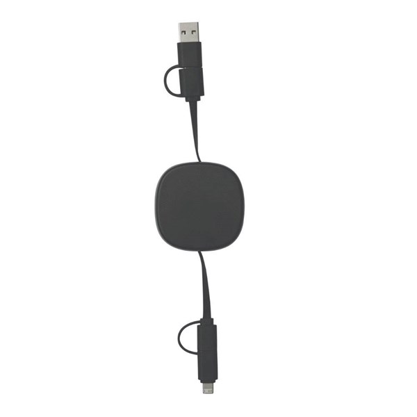 Obrázky: Černý svinovací USB nabíjecí a datový kabel, Obrázek 3