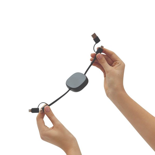 Obrázky: Černý svinovací USB nabíjecí a datový kabel, Obrázek 7