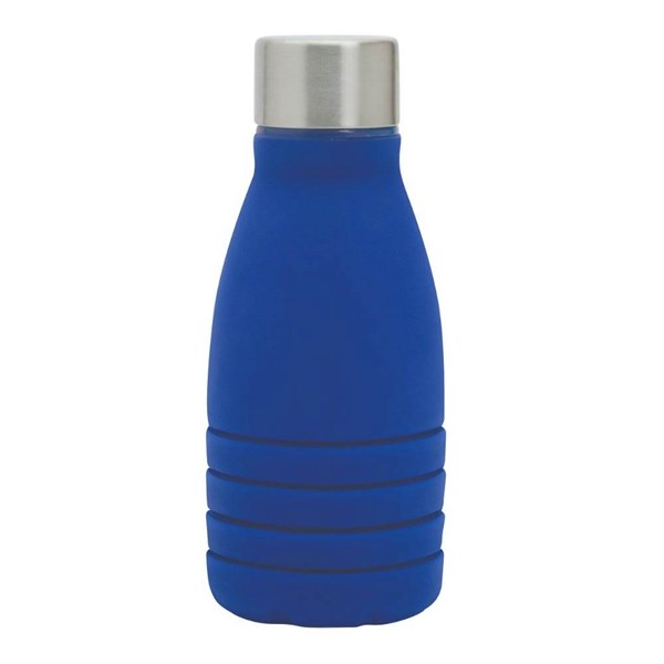Obrázky: Modrá skládací silik. láhev s karabinou, 550ml, Obrázek 3