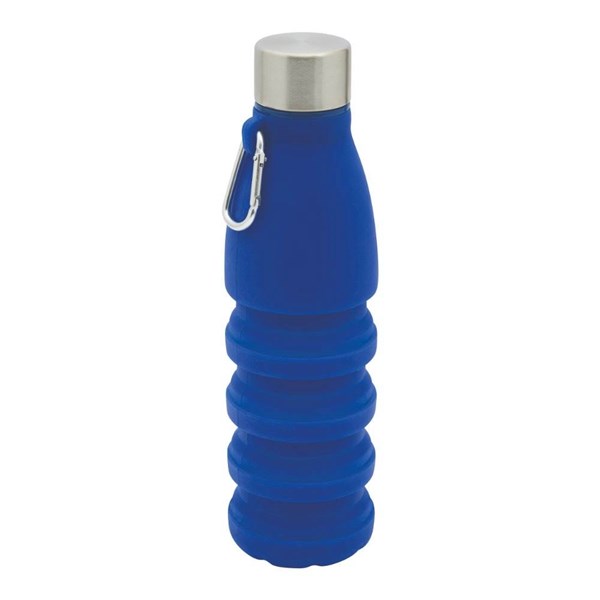 Obrázky: Modrá skládací silik. láhev s karabinou, 550ml, Obrázek 5