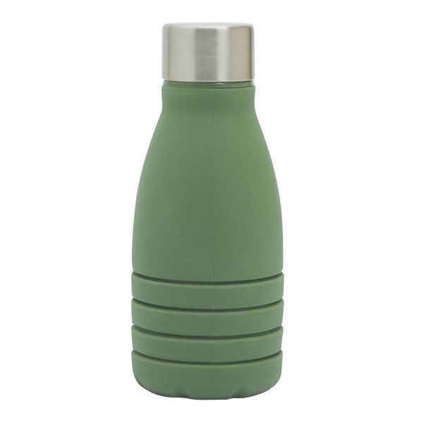 Obrázky: Zelená skládací silik. láhev s karabinou, 550ml, Obrázek 3