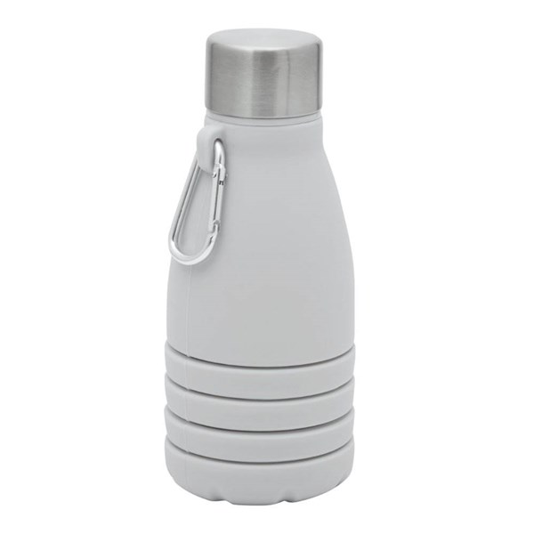 Obrázky: Šedá skládací silik. láhev s karabinou, 550ml