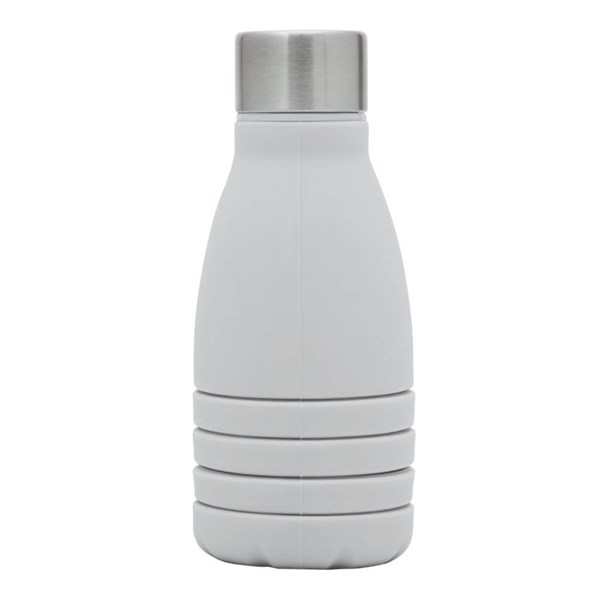 Obrázky: Šedá skládací silik. láhev s karabinou, 550ml, Obrázek 3